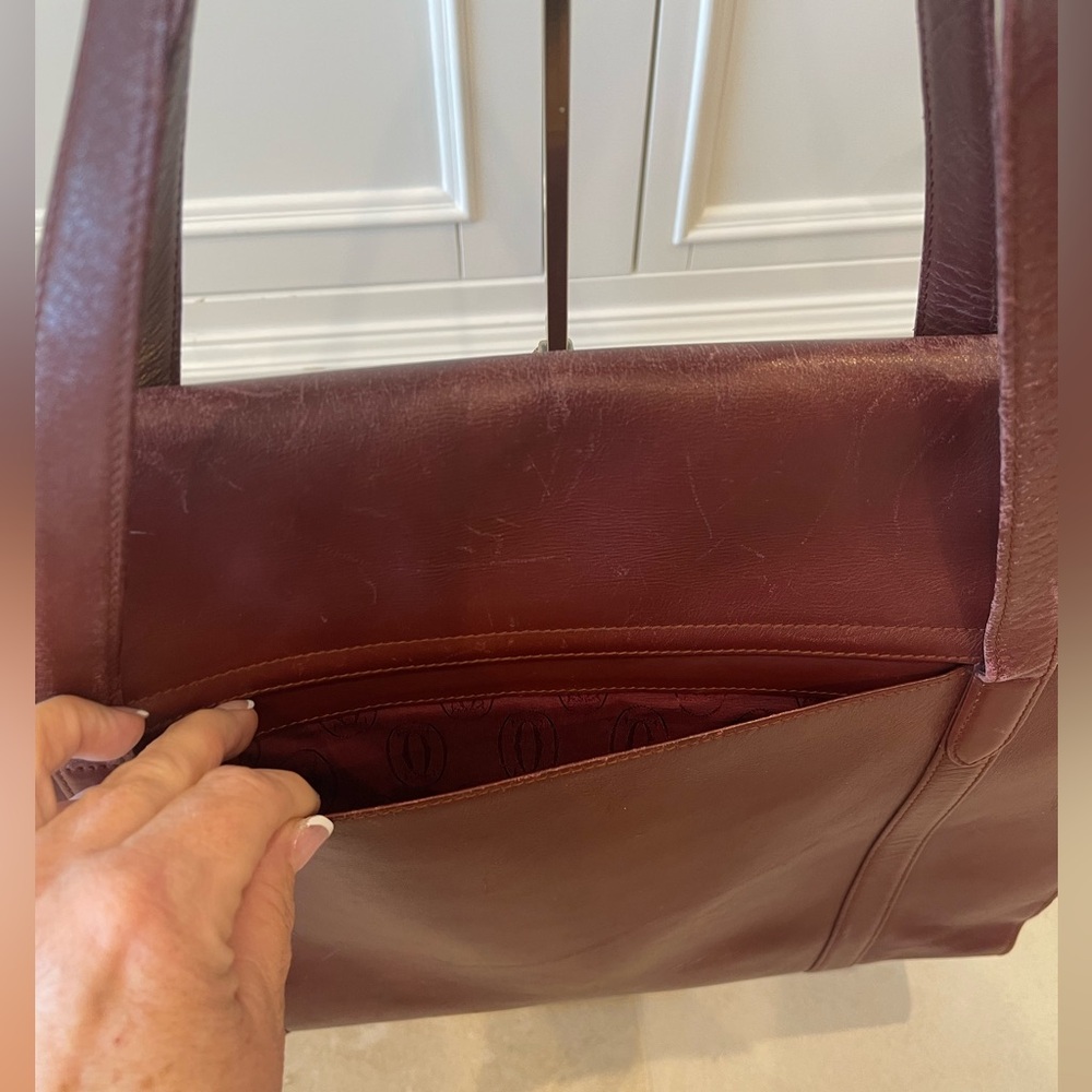 Vintage Cartier Leather Document Briefcase Bag In Cartier Burgundy From 1990’s - Picture 9 of 13